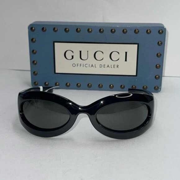 New Authentic GUCCI GG1247s 001 Black/Gold Oval sunglasses main image 9